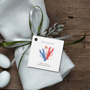 Nautical Red Blue Lobster favour tag