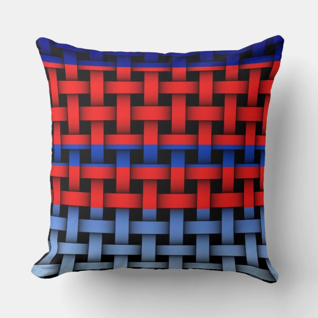 Nautical Red Blue Pillow 100% Cotton 20" Square (Front)