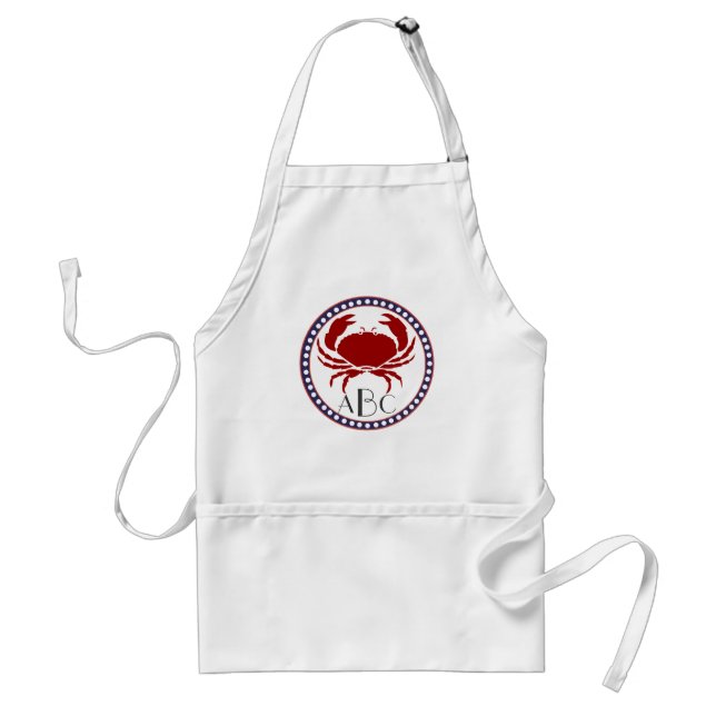 Nautical red crab and monogram standard apron (Front)