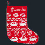 Nautical Red Crab Small Christmas Stocking<br><div class="desc">Perfect for beach houses,  nautical homes,  or crabby people! These cute crab stockings can be customised using the personalisation feature.</div>