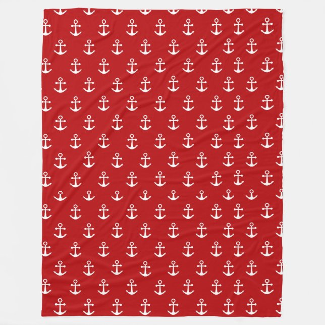 Nautical Red  Fleece Blanket (Front)