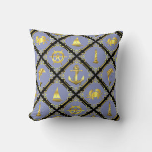 Nautical red/gold/dolphin/sailboat/anchor/crab t cushion