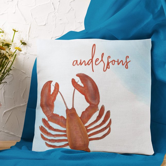 Nautical Red Lobster Custom Family Name Cushion (Creator Uploaded)