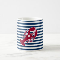 Nautical Red Lobster Monogram Blue White Stripe