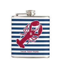 Nautical Red Lobster Monogram Blue White Stripe
