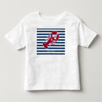 Nautical Red Lobster Monogram Blue White Stripe