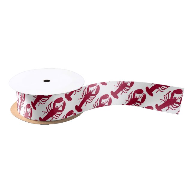 Nautical Red Lobster Satin Ribbon (Spool)