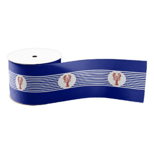 Nautical Red Lobster & Stripes Grosgrain Ribbon