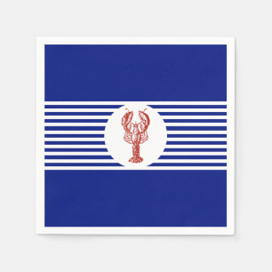 Nautical Red Lobster & Stripes Napkin