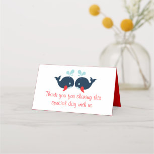 Nautical Red Wedding Thank You Navy Blue Whales Place Card