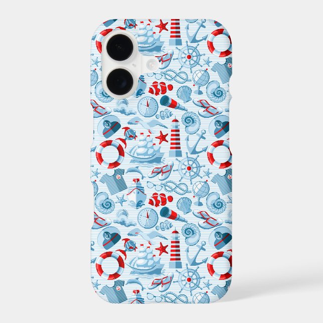 Nautical Red White And Blue Pattern (Back)