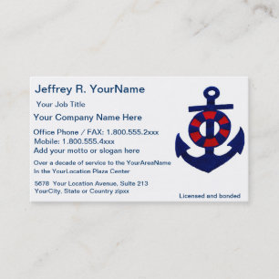 Nautical Red White Blue Business Card