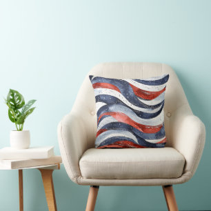 Nautical Red White Blue Cushion