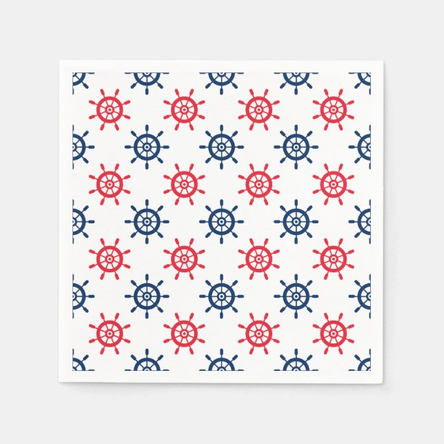 Nautical Red White Blue Fun Patriotic Celebration Napkin (Front)
