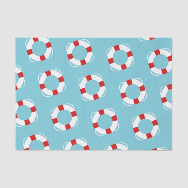 Nautical Red & White Life Preservers Tissue Paper (Front)