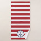 Nautical Red White Striped Anchor Personalised