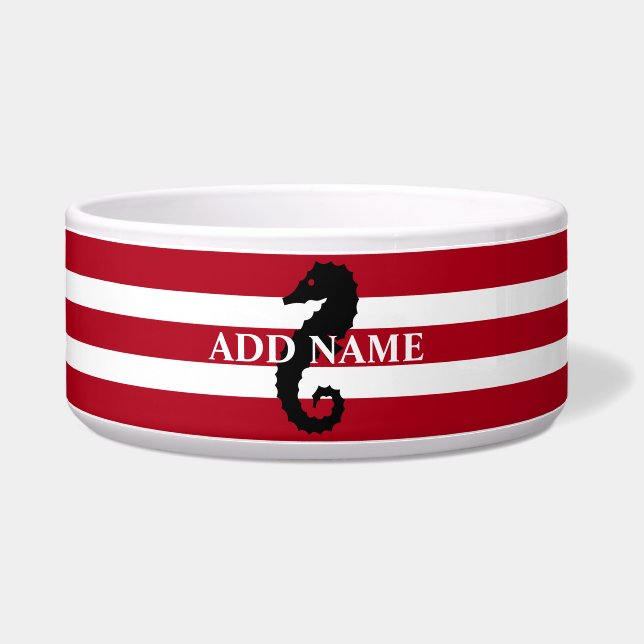 Nautical Red White Striped Personalised Large Pet (Front)