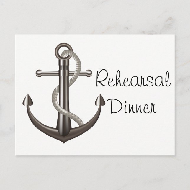 Nautical Rehearsal  Dinner Ship Anchor Wedding Postcard (Front)
