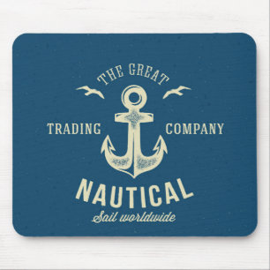 Nautical Retro Logo Mouse Mat