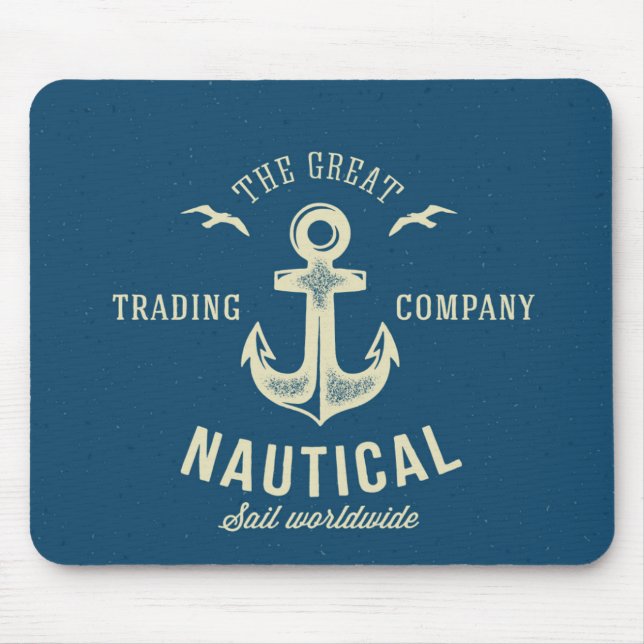 Nautical Retro Logo Mouse Mat (Front)
