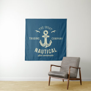 Nautical Retro Logo Tapestry
