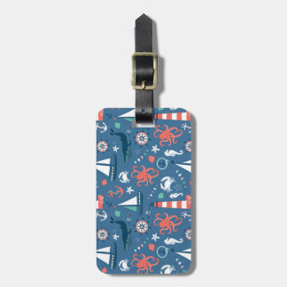 Nautical retro sailor girly pattern with anchors luggage tag