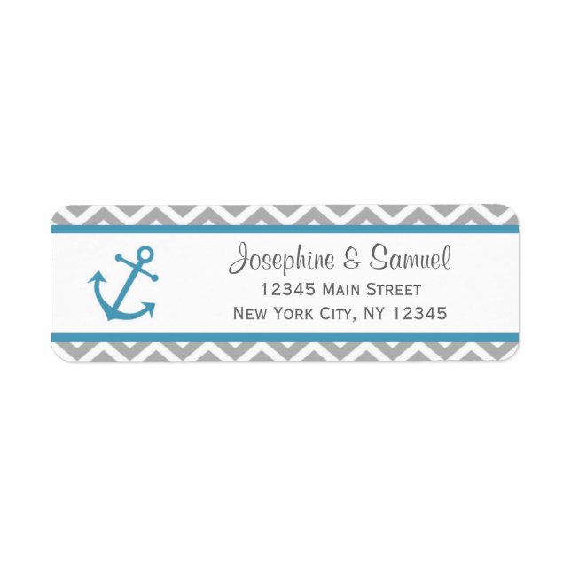 Nautical Return Address Labels Chevron (Front)