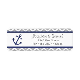 Nautical Return Address Labels Chevron Blue