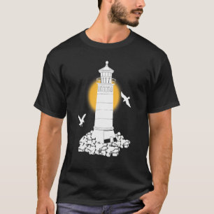 Nautical Rocks Seagulls Sea Ocean Lighthouse T-Shirt