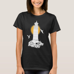 Nautical Rocks Seagulls Sea Ocean Lighthouse T-Shirt
