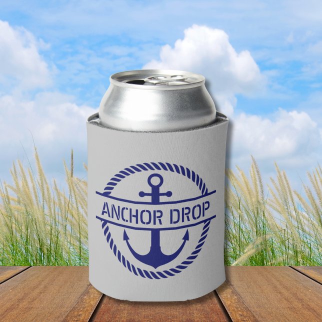 Nautical Rope & Anchor Monogram  Can Cooler (Creator Uploaded)