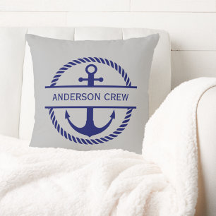 Nautical Rope & Anchor Monogram Crew Cushion
