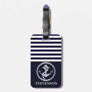 Nautical Rope and Anchor Family Name Sailing Luggage Tag