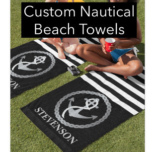 Nautical Rope and Anchor Family Name Sailing Towel