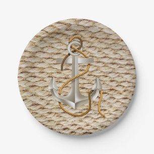 Nautical Rope and Anchor Paper Plate