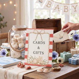 Nautical Rope Coral Seashells Cards & Gifts Sign