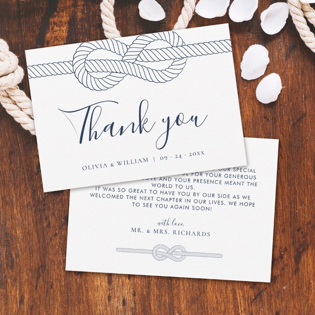 Nautical Rope Knot Modern Wedding Thank You Card (Creator Uploaded)