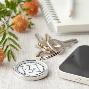 Nautical Rope Knot Monogram Initial Key Ring