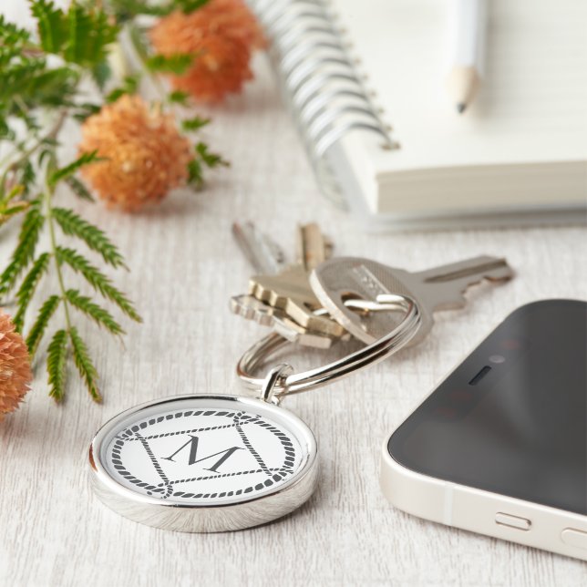 Nautical Rope Knot Monogram Initial Key Ring (Side)
