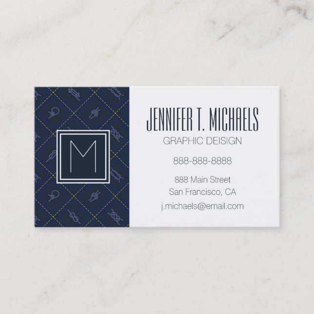Nautical Rope Knot Pattern Business Card (Front)