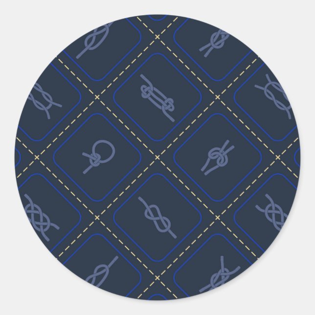 Nautical Rope Knot Pattern Classic Round Sticker (Front)