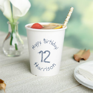 Nautical rope knots blue white birthday custom paper cups