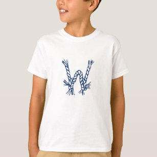 Nautical rope knots blue white custom monogram  T-Shirt