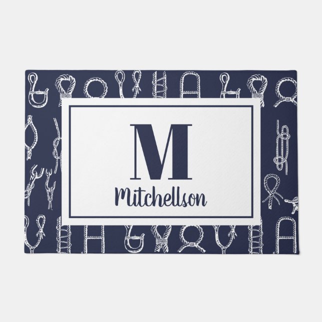 Nautical Rope Knots Family Name Doormat (Front)
