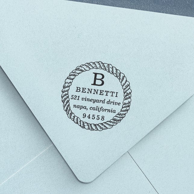 Nautical Rope Monogram Return Address Stamp (Creator Uploaded)