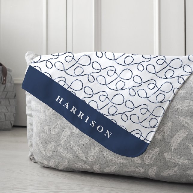Nautical Rope Pattern Personalised Sherpa Blanket (Creator Uploaded)