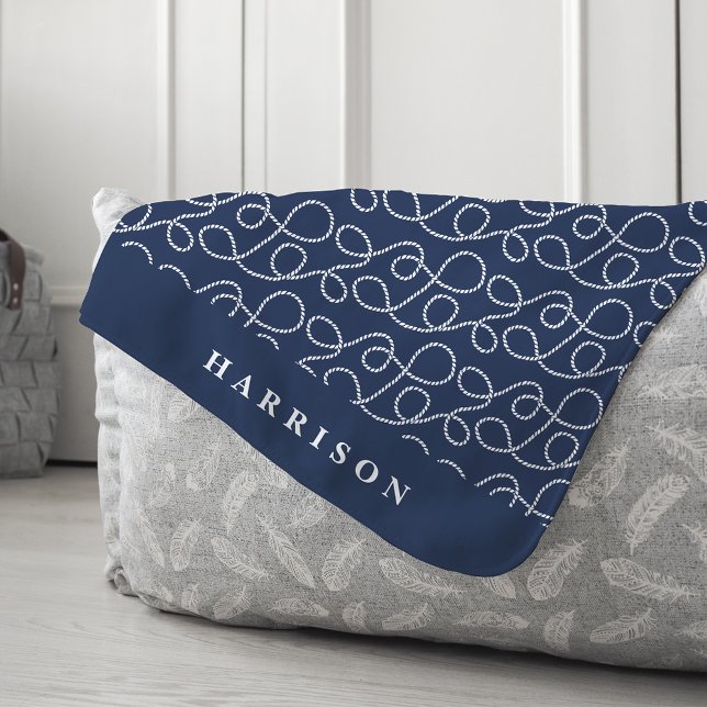 Nautical Rope Pattern Personalized Sherpa Blanket (Creator Uploaded)