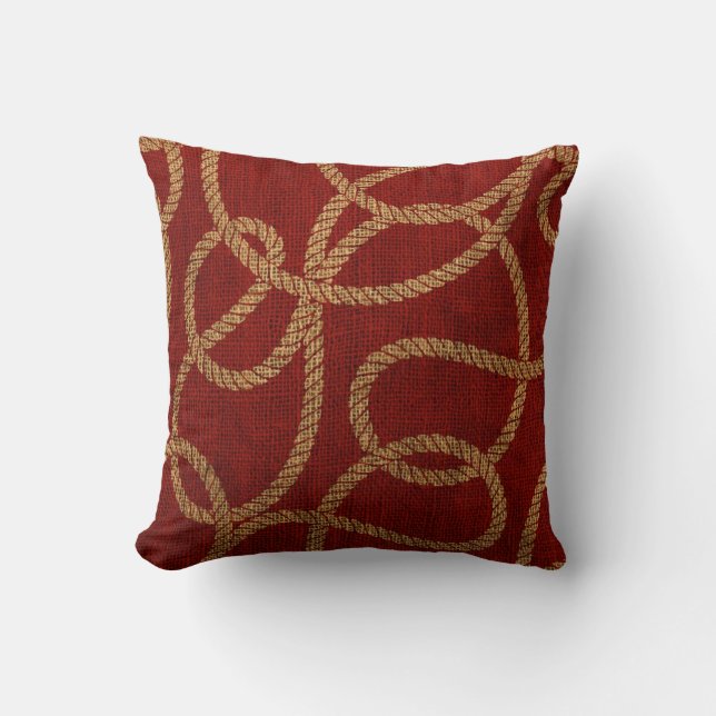Nautical Rope Red and Natural Cushion (Front)
