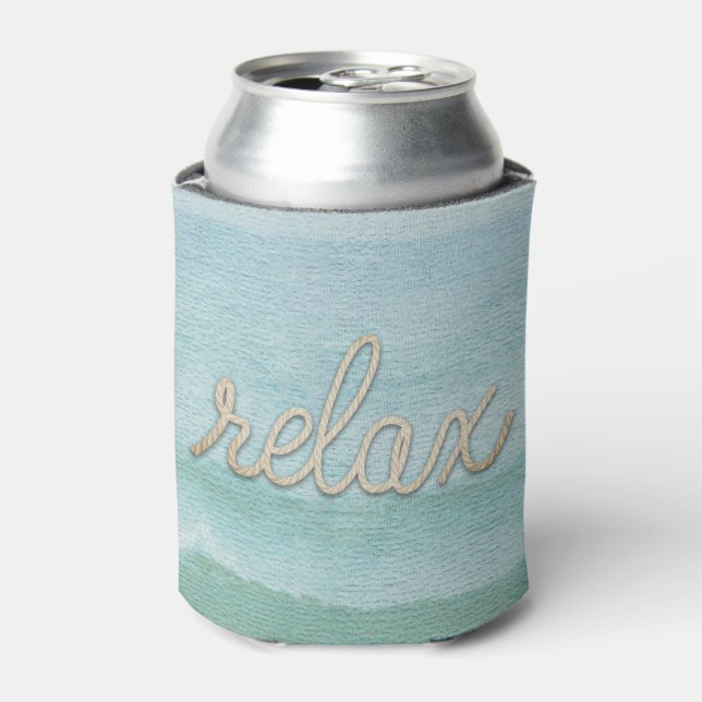 Nautical Rope Relax Text  Can Cooler (Can Front)
