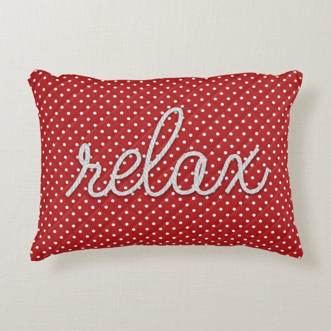 Nautical Rope Relax Text on Dots Decorative Cushion (Front)